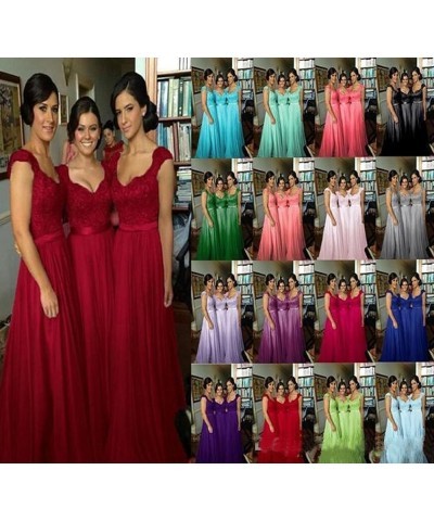 Navy Blue Bridesmaid Dresses for Women Long Chiffon A Line Appliques Lace Formal Dress Maxi Prom Gowns Green $33.60 Dresses