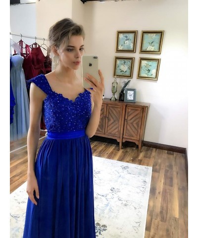 Navy Blue Bridesmaid Dresses for Women Long Chiffon A Line Appliques Lace Formal Dress Maxi Prom Gowns Green $33.60 Dresses