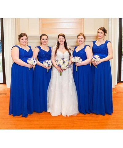 Navy Blue Bridesmaid Dresses for Women Long Chiffon A Line Appliques Lace Formal Dress Maxi Prom Gowns Green $33.60 Dresses