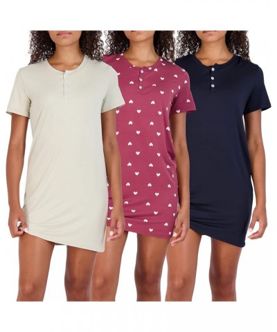 3 Pack: Women's Short Sleeve Henley Nightshirt Nightgown Sleep Dress (Available In Plus Size) Plus Size Set 3 $19.50 Sleep & ...