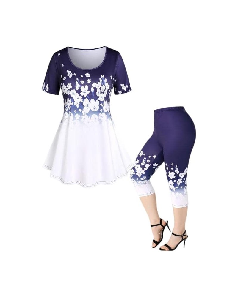 Rosegal Women Plus Size Graphic Print Two Piece Set 3D Foral Matching Set Multi-3-22 $18.45 Suits