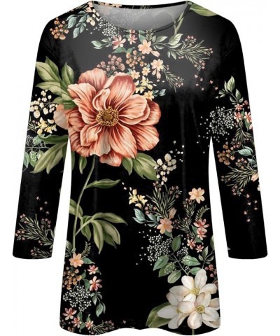 Dressy Tops for Women,Fashion Women's Print Autumn and Winter Casual Round Neck Printed Long Sleeve Top B-black $10.38 Blouses