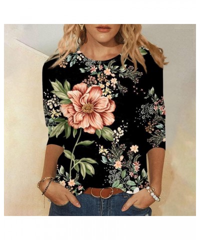 Dressy Tops for Women,Fashion Women's Print Autumn and Winter Casual Round Neck Printed Long Sleeve Top B-black $10.38 Blouses