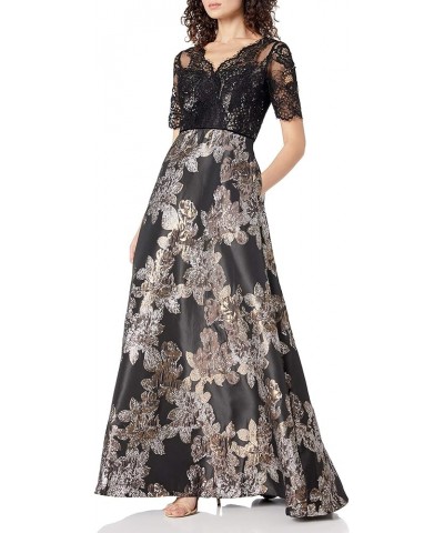 Women's Metallic Jacquard Gown Black/Copper $93.38 Dresses