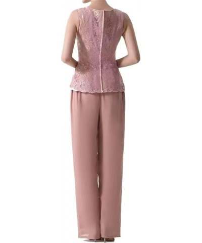 Long Sleeves Mother of The Bride Pant Suits for Wedding with Jacket 3 PCs Chiffon Lace Appliques Formal Pant Suits for Women ...