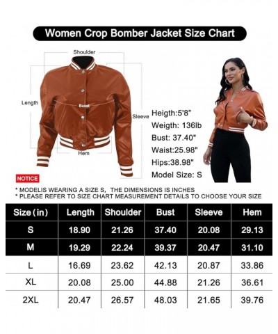 Varsity Jacket Women Crop Bomber Jacket Button Down Faux Leather Baseball Coat Casual Stripe Wite Side Pockets Wine Red $23.9...