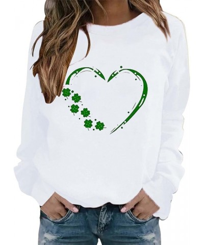 2024 St Patricks Day Shirt Women Graphic Cute Tops Long Sleeve Crewneck Shamrock Clover Heart Sweatshirt Pluse Size Casual Z3...