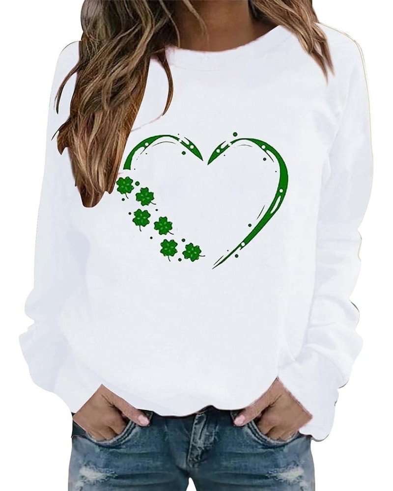 2024 St Patricks Day Shirt Women Graphic Cute Tops Long Sleeve Crewneck Shamrock Clover Heart Sweatshirt Pluse Size Casual Z3...