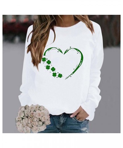 2024 St Patricks Day Shirt Women Graphic Cute Tops Long Sleeve Crewneck Shamrock Clover Heart Sweatshirt Pluse Size Casual Z3...