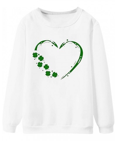 2024 St Patricks Day Shirt Women Graphic Cute Tops Long Sleeve Crewneck Shamrock Clover Heart Sweatshirt Pluse Size Casual Z3...