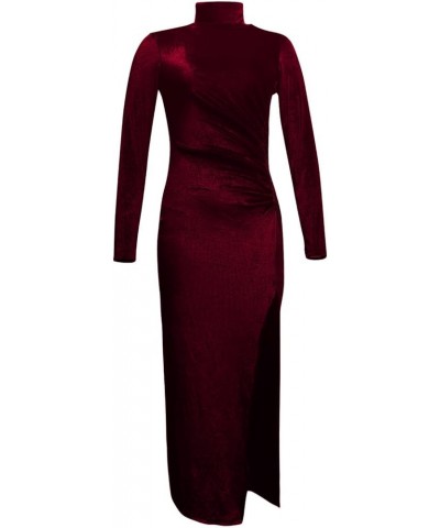 Winter Dresses for Women 2024 Formal,Women's Fashion Evening Party Sparkly Elegant Velvet Dresses Zz1-wine $16.58 Dresses