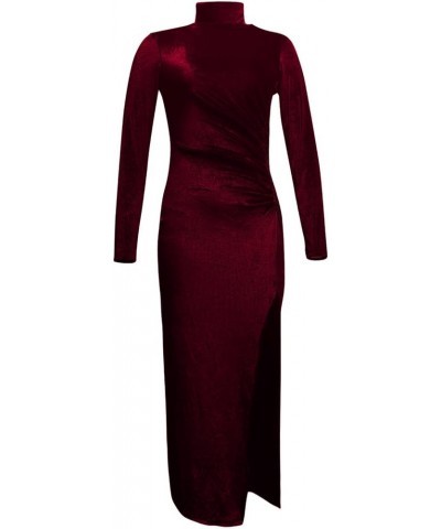 Winter Dresses for Women 2024 Formal,Women's Fashion Evening Party Sparkly Elegant Velvet Dresses Zz1-wine $16.58 Dresses