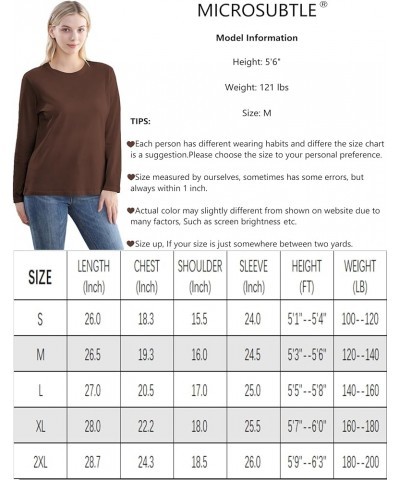 Women's Long Sleeve T-Shirt, Slim Fit Crewneck Lightweight Casual Tops Baselayer, Natural Soft Comfortable 100% Cotton, S-2XL...