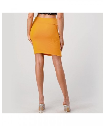 Women's Casual Stretchy Bodycon Pencil Mid-Mini Skirt Bms10-mustard $10.99 Skirts