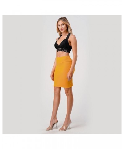 Women's Casual Stretchy Bodycon Pencil Mid-Mini Skirt Bms10-mustard $10.99 Skirts