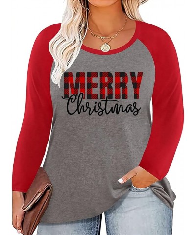 Plus Size Christmas Shirts Women Merry Christmas Shirts Christmas Lights Shirt Xmas Long Sleeve Tops Grey $14.57 Tops