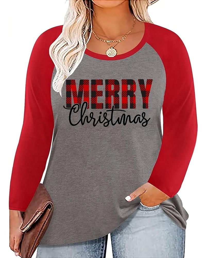 Plus Size Christmas Shirts Women Merry Christmas Shirts Christmas Lights Shirt Xmas Long Sleeve Tops Grey $14.57 Tops