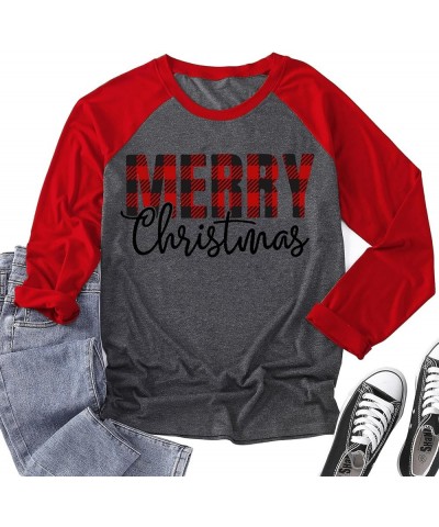 Plus Size Christmas Shirts Women Merry Christmas Shirts Christmas Lights Shirt Xmas Long Sleeve Tops Grey $14.57 Tops