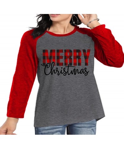 Plus Size Christmas Shirts Women Merry Christmas Shirts Christmas Lights Shirt Xmas Long Sleeve Tops Grey $14.57 Tops