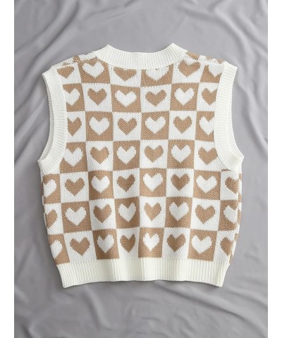 Women's Sleeveless Round Neck Cute Strawberry Sweater Vest Crop Shirt Top Camel White $15.07 Sweaters