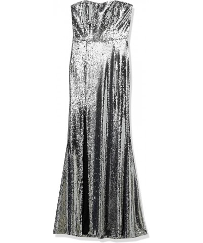 Women's Ellen Strapless Dress Solid Crepe Long Gown W Slit Silver $60.87 Dresses