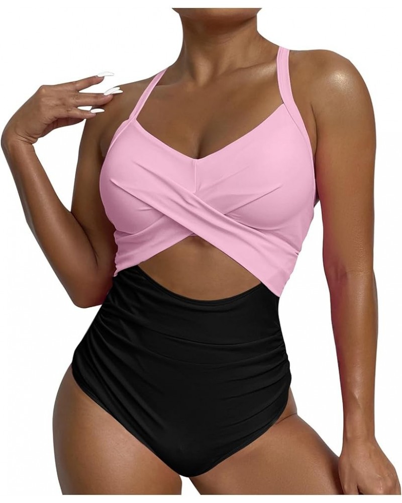 Swim Suits for Women 2024 Bathing Suit One Piece Swimsuit Womens Fashion Tummy Control Cutout Wrap Tie Back Bikini Sets 08pin...