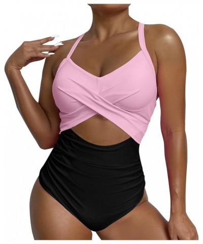 Swim Suits for Women 2024 Bathing Suit One Piece Swimsuit Womens Fashion Tummy Control Cutout Wrap Tie Back Bikini Sets 08pin...