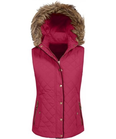 Womens Winter Quilted Light Weight Basic Fur Padding Vest Jacket Redbean $13.36 Vests