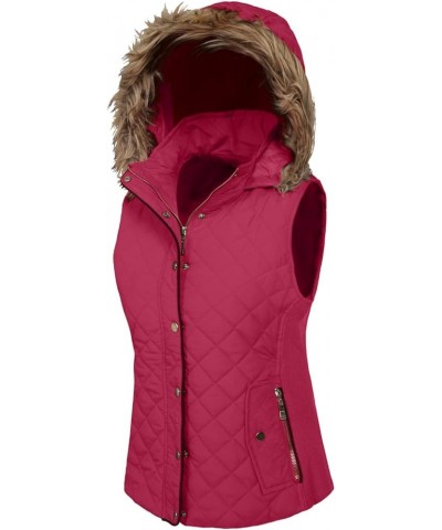 Womens Winter Quilted Light Weight Basic Fur Padding Vest Jacket Redbean $13.36 Vests