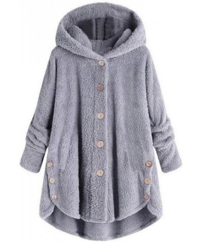 Winter Womens Plush Hooded Fuzzy Casual Fleece Front Hooded Sweatshirt Pullover Coat Long Sleeve with Pockets - Gray 3XL Gray...