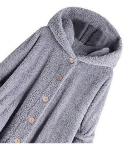 Winter Womens Plush Hooded Fuzzy Casual Fleece Front Hooded Sweatshirt Pullover Coat Long Sleeve with Pockets - Gray 3XL Gray...