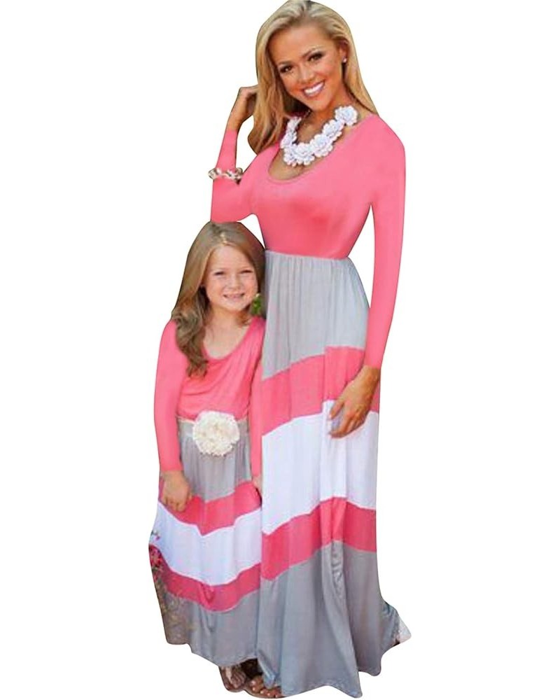 Mommy and Me Matching Maxi Dresses Sleeveless Floral Printed Family Matching Outfits Rose Grey Long Sleeve $13.19 Dresses