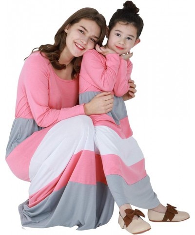 Mommy and Me Matching Maxi Dresses Sleeveless Floral Printed Family Matching Outfits Rose Grey Long Sleeve $13.19 Dresses