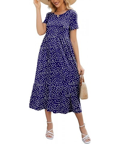 Women's Summer Maxi Dress 2024 Casual Short Sleeve Crewneck Flowy Swing Tiered Long Beach Dresses with Pockets B-style03 $18....