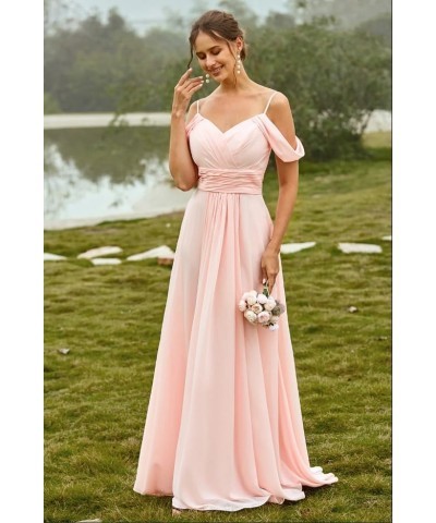 Off The Shoulder Bridesmaid Dresses for Women Long A Line Chiffon Formal Evening Gowns 2024 Black $30.79 Dresses