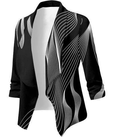 Long Sleeve Kimono for Women Casual Duster Retro Print Blouse Tops Coat 3/4 Sleeve Jackets Lightweight Cardigans 4-black $10....
