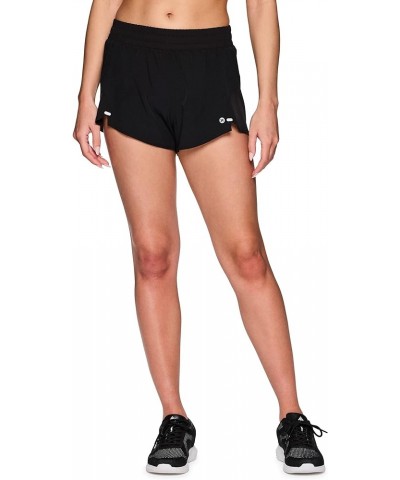 Active Women's Athletic Relaxed Fit Quick Dry Stretch Woven Running Short with Inner Attached Brief and Pockets Laser Mesh Bl...