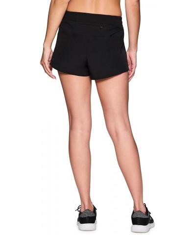 Active Women's Athletic Relaxed Fit Quick Dry Stretch Woven Running Short with Inner Attached Brief and Pockets Laser Mesh Bl...