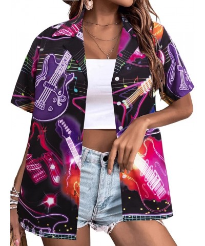 80s 90s Outfit for Women Back to The 80s Shirts Retro Party Disco Shirt Button Down Short Sleeve Blouse Tops Neon $14.15 Blouses