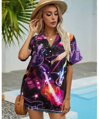 80s 90s Outfit for Women Back to The 80s Shirts Retro Party Disco Shirt Button Down Short Sleeve Blouse Tops Neon $14.15 Blouses