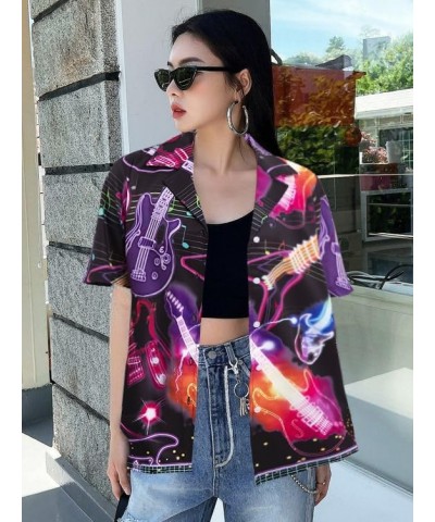 80s 90s Outfit for Women Back to The 80s Shirts Retro Party Disco Shirt Button Down Short Sleeve Blouse Tops Neon $14.15 Blouses