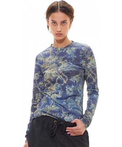 Women's Long Sleeve Tee Indigo Floral $18.13 T-Shirts