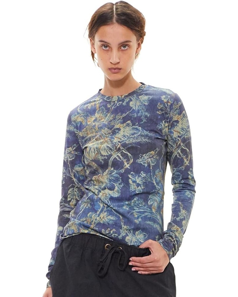 Women's Long Sleeve Tee Indigo Floral $18.13 T-Shirts