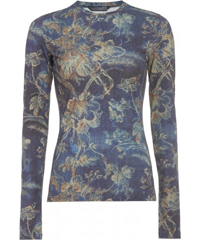 Women's Long Sleeve Tee Indigo Floral $18.13 T-Shirts