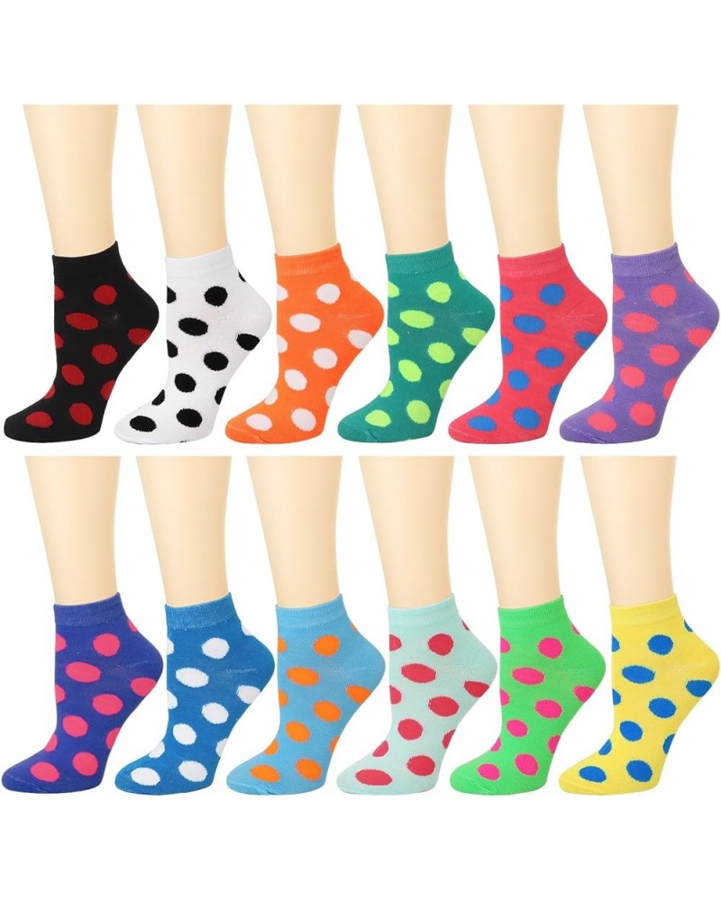 12 Pairs Women Ankle Socks Colorful ComfortSoft Lightweight Sports Athletic Socks Polka Dot $10.61 Activewear