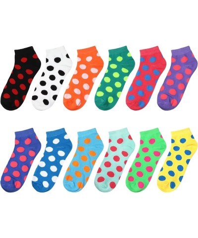 12 Pairs Women Ankle Socks Colorful ComfortSoft Lightweight Sports Athletic Socks Polka Dot $10.61 Activewear