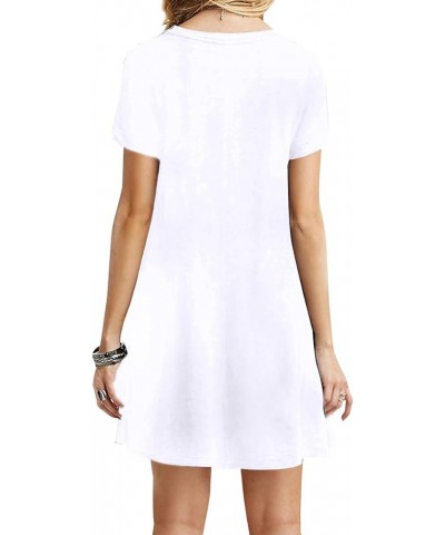 Women's Plus Size Solid Color T Shirt Dresses Casual Summer Swing Dress Short Sleeve Mini Sundress White $10.50 Dresses