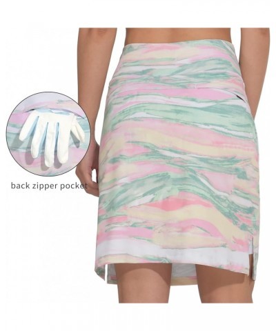 Women's 20" Knee Length Golf Skorts Skirts Casual Athletic Tennis Modest Skirts High Waist with Pockets UPF50+ Rainbow Print ...