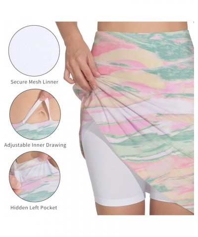 Women's 20" Knee Length Golf Skorts Skirts Casual Athletic Tennis Modest Skirts High Waist with Pockets UPF50+ Rainbow Print ...