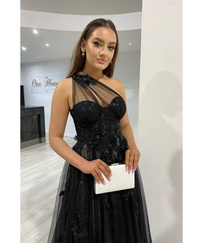 One Shoulder Lace Appliques Tulle Prom Dresses for Women 2023 Long Ball Gown with Slit CM167 Burnt Orange $41.65 Dresses